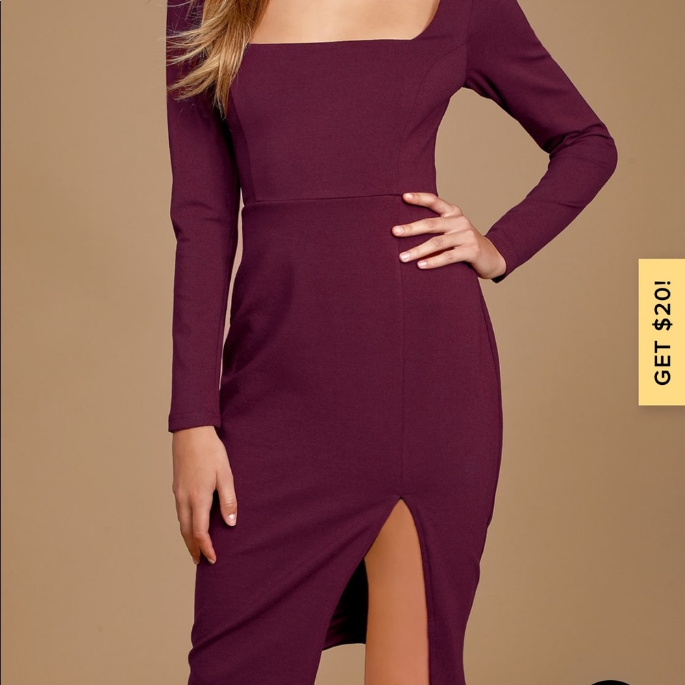 Style and Sass burgundy square neck lulu dress